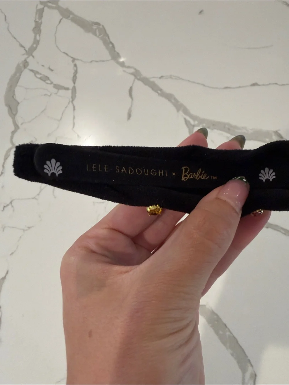 Lele Sadoughi x Barbie Jet Crystal B Knotted Headband
